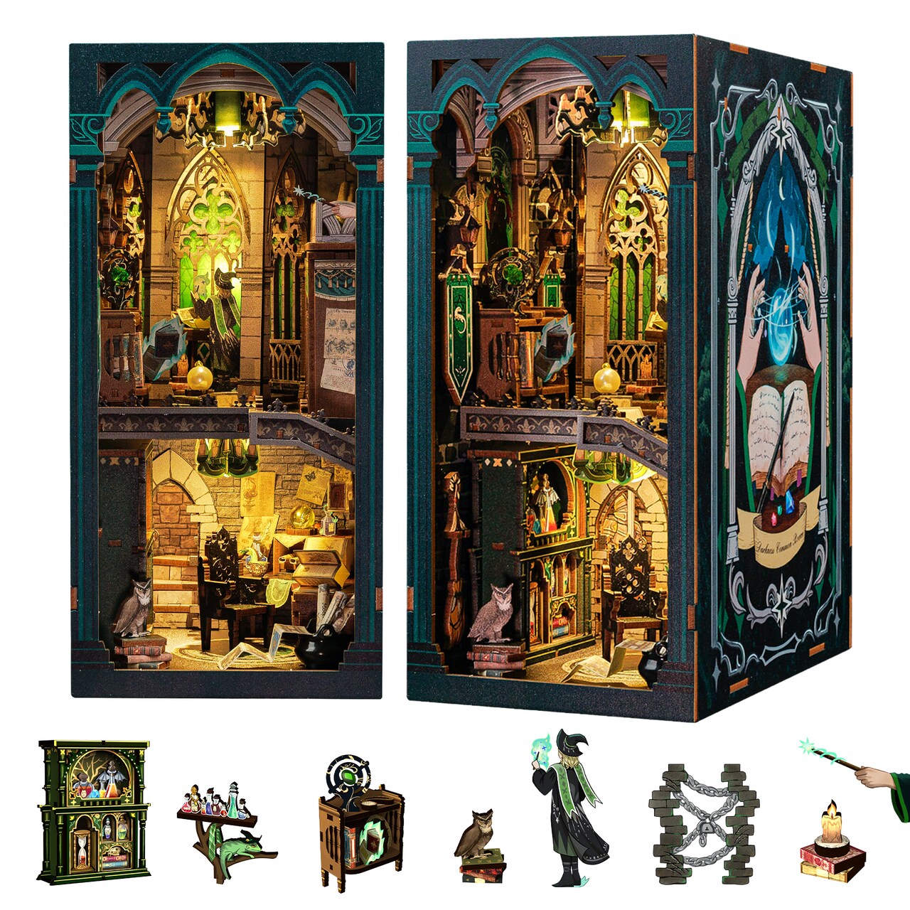 CUTEBEE Book Nook Kit Darkness Common Room DIY Miniature House Shelf Insert Decor Diorama Kit